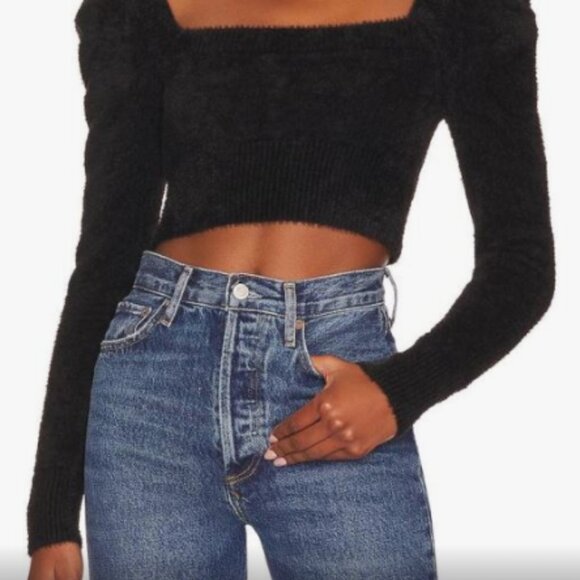 Lovers & Friends Black Fuzzy Sweater - Picture 1 of 4